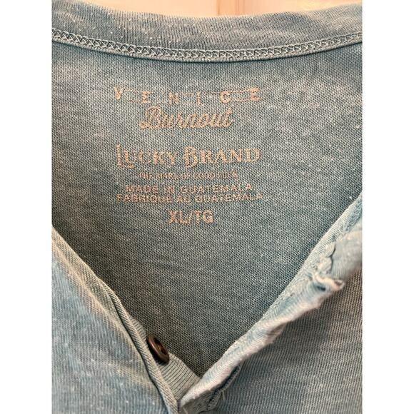 Lucky Brand Men's XL Blue Venice Burnout V-Neck Tee Shirt Lightweight Casual - Picture 2 of 8